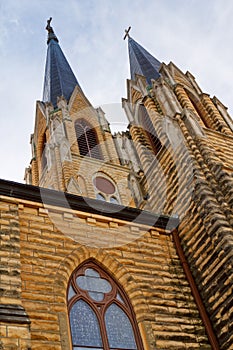 Beautiful Gothic Style Church Steeples Rise High i