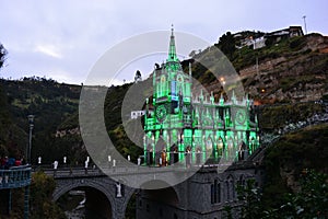 Beautiful gothical church of Las Lajas, in Ipiales, Colombia