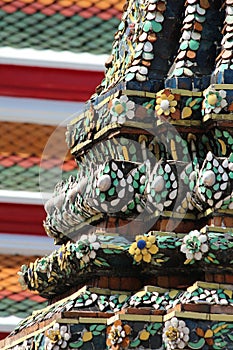 Beautiful Grand Palace Bangkok Phra Chedi Rai Closeup of Details