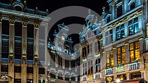 Beautiful Grand Place in Brussels, Belgium, night view