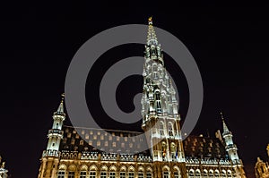 Beautiful Grand Place in Brussels, Belgium, night view