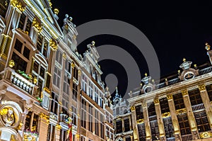 Beautiful Grand Place in Brussels, Belgium, night view