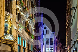 Beautiful Grand Place in Brussels, Belgium, night view