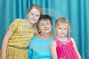 Beautiful grandmother with  granddaughters