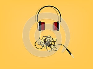 Beautiful graphic design of headphone has the problem of tangled wires