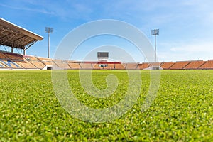 Beautiful grass soccer stadium for use in football match and athletics