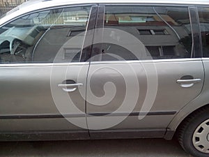 Beautiful gray car in the city of Pitesti