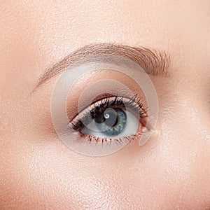 Beautiful gray female eye close-up.