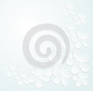 Beautiful gray and white background with flowers made of paper with a place for text. Many similarities to the author's profile.