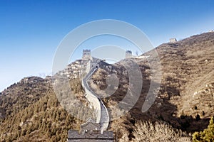 Beautiful Great Wall of China under blue sky