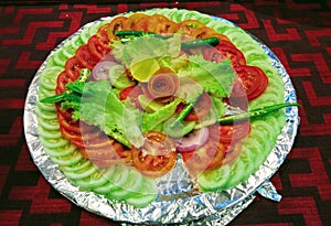 Beautiful greeb salad presentation in restaurants at Munnar hill station