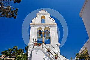 Beautiful Greek church-temple on the island of Corfu-Greece. Vlacherna Monastery.