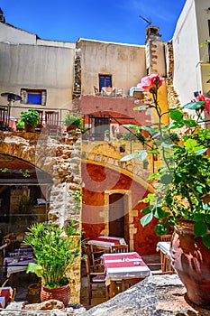 Beautiful Greek taverna in Chania old city