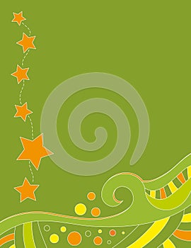 Beautiful green background with orange stars