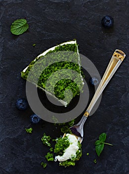 Beautiful green cake with spinach