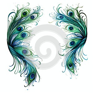 beautiful green frame made of peacocks feathers clipart illustration