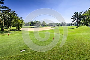 Beautiful green golf course in Thailand