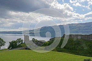 Beautiful green hills, village of Luss Scotland