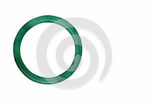 Beautiful green jade bangle on a white background