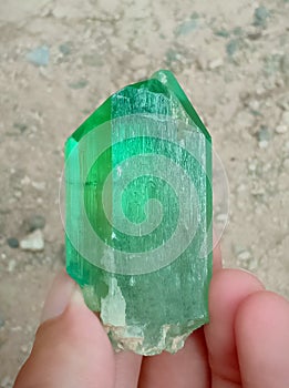 A Beautiful Green Kunzite Crystal From Afghanistan