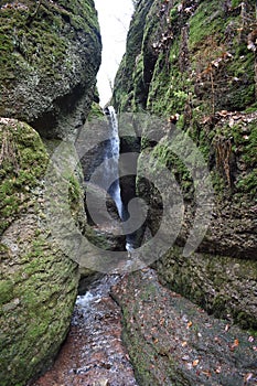 Beautiful green mossy Drachenschlucht dragonÃÂ´s canyon in Eisenach, ThÃÂ¼ringen in Germany photo