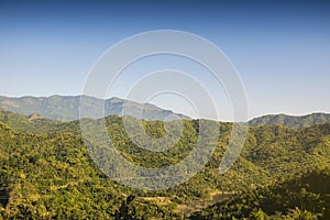 Beautiful green mountains/Hills with blue sky background.