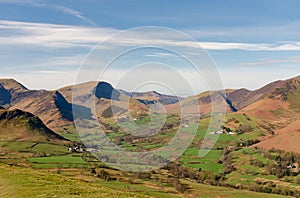 Beautiful green mountains in Lake District, England, UK. Loft Crag, Pike O\'Stickle