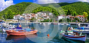 Beautiful Skopelos island- traditional fishing village Neo Klima,Greece. photo