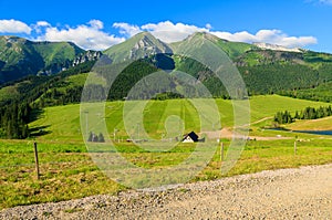 Beautiful green summer landscape of Tatra Mountains in Zdiar village, Slovakia