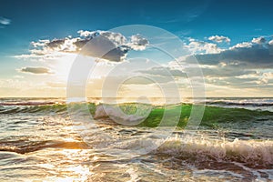 Beautiful green sunrise wave