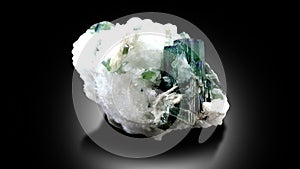 beautiful green tourmaline with albite mineral specimen from afghanistan