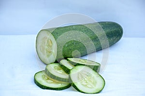 The beautiful green and white colour cucumber sailed