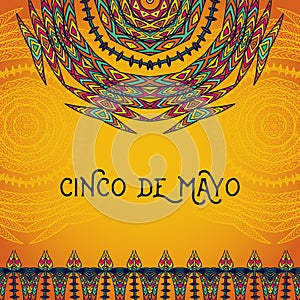 Beautiful greeting card, invitation for Cinco de Mayo festival. Design concept for Mexican fiesta holiday