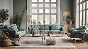 Beautiful Grey green living room design