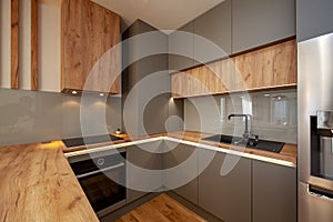 Beautiful Grey Modern Kitchen in a Luxury Apartment