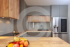 Beautiful Grey Modern Kitchen in a Luxury Apartment