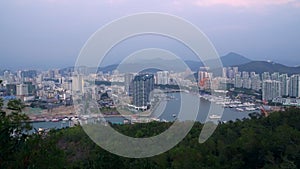 Beautiful Hainan Sanya Landscape with Forest and Mountains on Background.