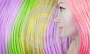 Beautiful hair. Beauty woman with  coloring luxurious long hair background