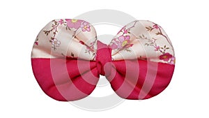 Beautiful hair bow made out of cotton fabric with white background