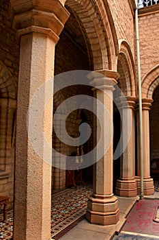 The beautiful hall pillars and arches of the palace of bangalore.