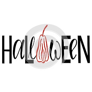 Beautiful Halloween lettering with a nice and tasty pumpkin for decorating your holiday