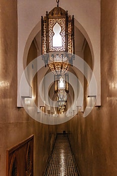 Beautiful hallway corridor Morocco architecture style