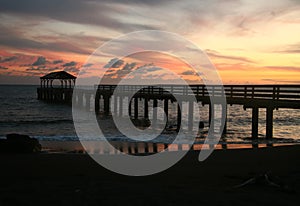 Beautiful Hanalei Bay Pier Sunset in Hawaii