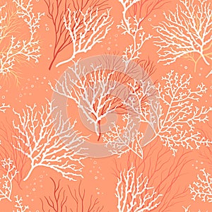 Beautiful Hand Drawn corals seamless pattern, underwater background, great for textiles, banner, wallpapers, wrapping - vector