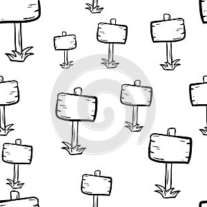 Beautiful hand drawn seamless pattern fashion billboard icon. Hand drawn black sketch. Sign / symbol / doodle. Isolated on white