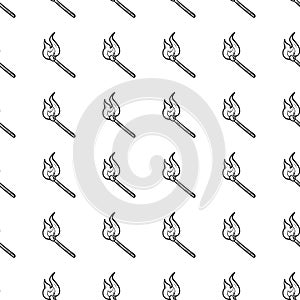 Beautiful hand drawn seamless pattern  fashion burning match icon. Hand drawn black sketch. Sign / symbol / doodle. Isolated on