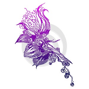 Beautiful hand drawn vector pattern with cotton branch. Hand drawn boho chic style design elements. Perfect for photo