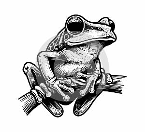 Tree Frog hand drawn vector graphic