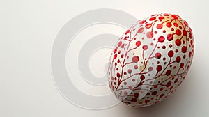 Beautiful Hand-Painted Easter Egg in Red - White Background Template with Room for Text