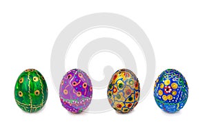 Beautiful hand painted easter eggs. Isolated image on white